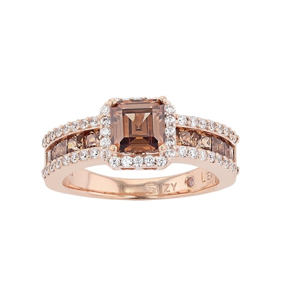 SNLY Sterling Silver Asscher Cut Brown Cubic Zirconia Size 6.5 - Picture 5 of 5